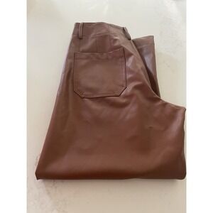Maeve The Colette Faux Leather Pants Size 31 Barrel Paperbag Style Carmel Color